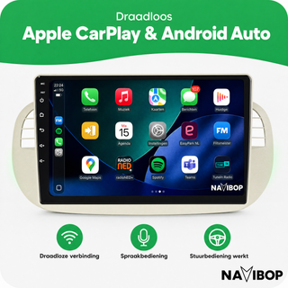 Fiat 500 Beige | Autoradio | CarPlay & Android Auto | Android 15.0 | 2005 t/m 2017