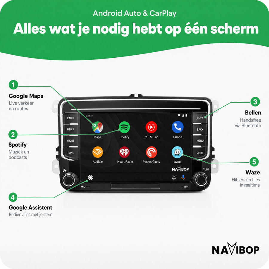 Volkswagen Tiguan | Autoradio | CarPlay & Android Auto | Android 15.0 | 2007 t/m 2016