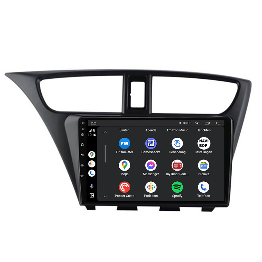 Honda Civic | Autoradio | CarPlay & Android Auto | Android 15.0 | 2012 t/m 2016