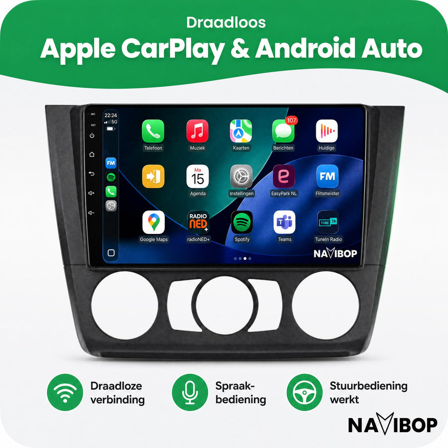 BMW 1-SERIE Versie 1 | Autoradio | CarPlay & Android Auto | Android 15.0 | 2005 t/m 2013