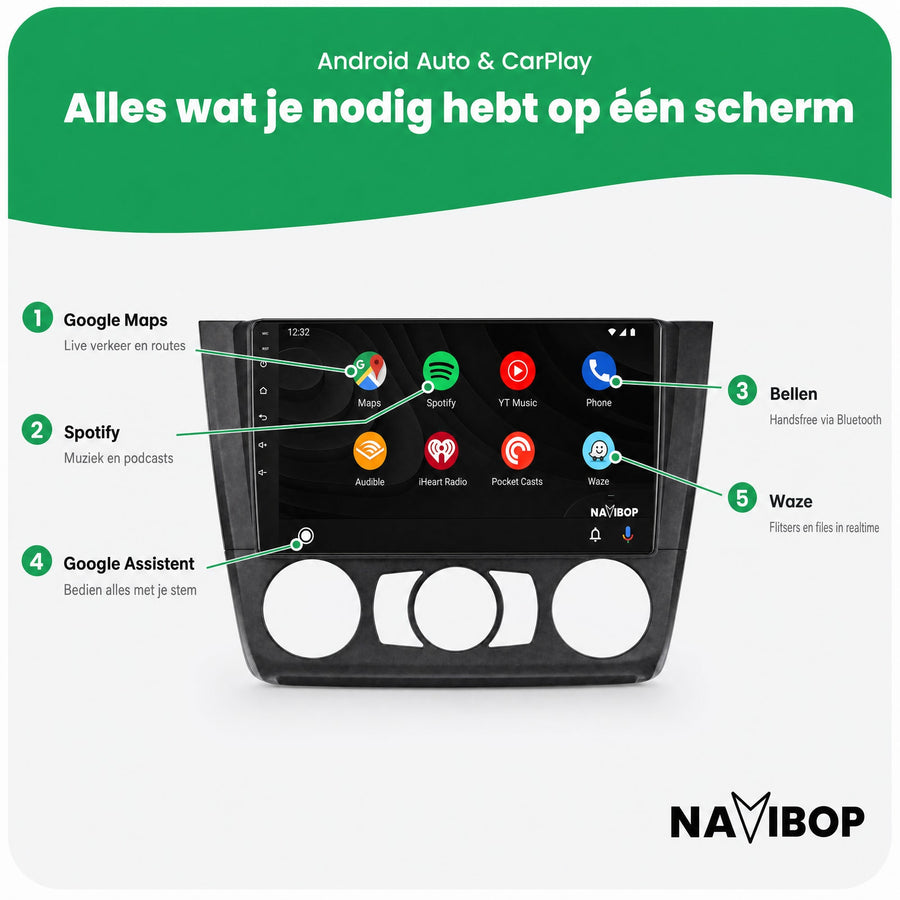 BMW 1-SERIE Versie 1 | Autoradio | CarPlay & Android Auto | Android 15.0 | 2005 t/m 2013