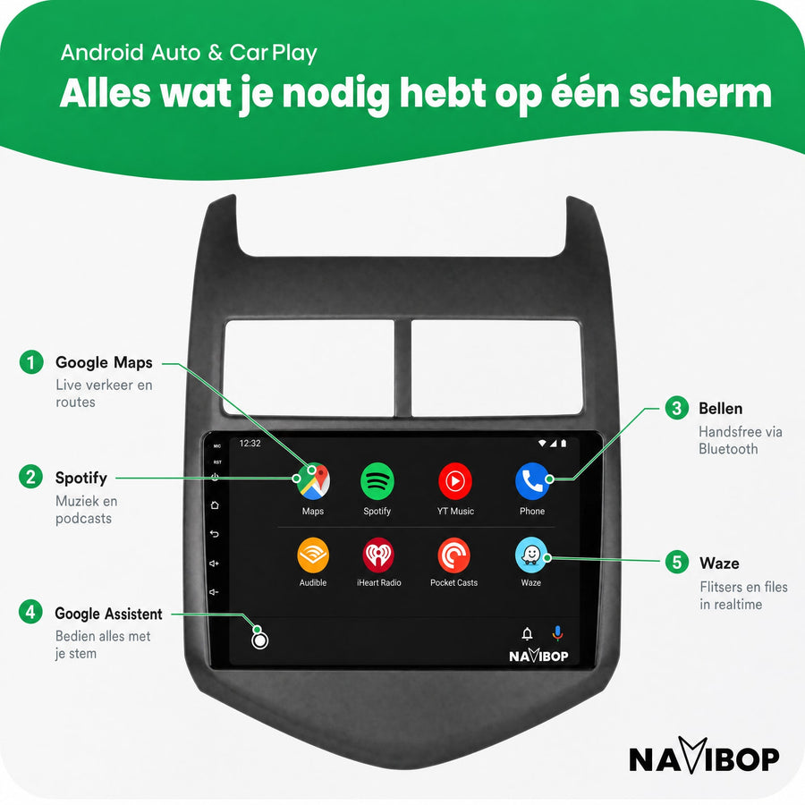 Chevrolet Aveo | Autoradio | CarPlay & Android Auto | Android 15.0 | 2011 t/m 2015