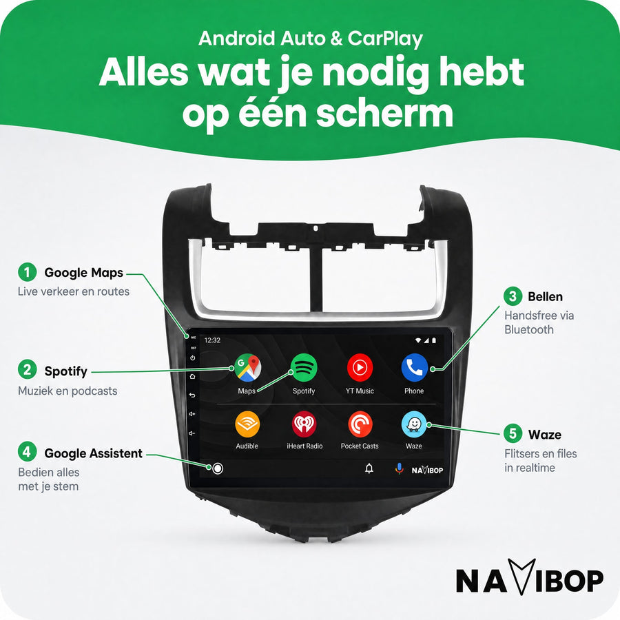 Chevrolet Aveo | Autoradio | CarPlay & Android Auto | Android 15.0 | 2011 t/m 2017