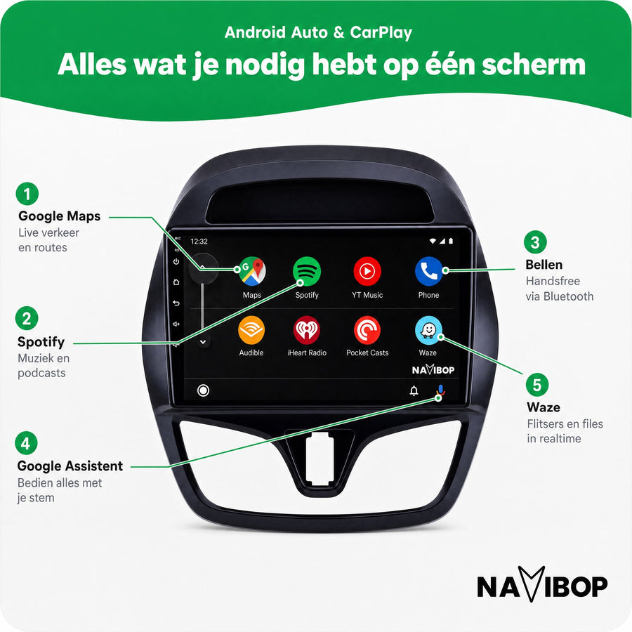 Chevrolet Spark | Autoradio | CarPlay & Android Auto | Android 15.0 | 2015 t/m 2018