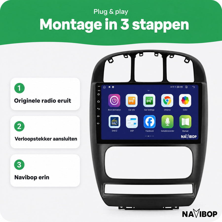 Chrysler Voyage | Autoradio | CarPlay & Android Auto | Android 15.0 | 2000 t/m 2007