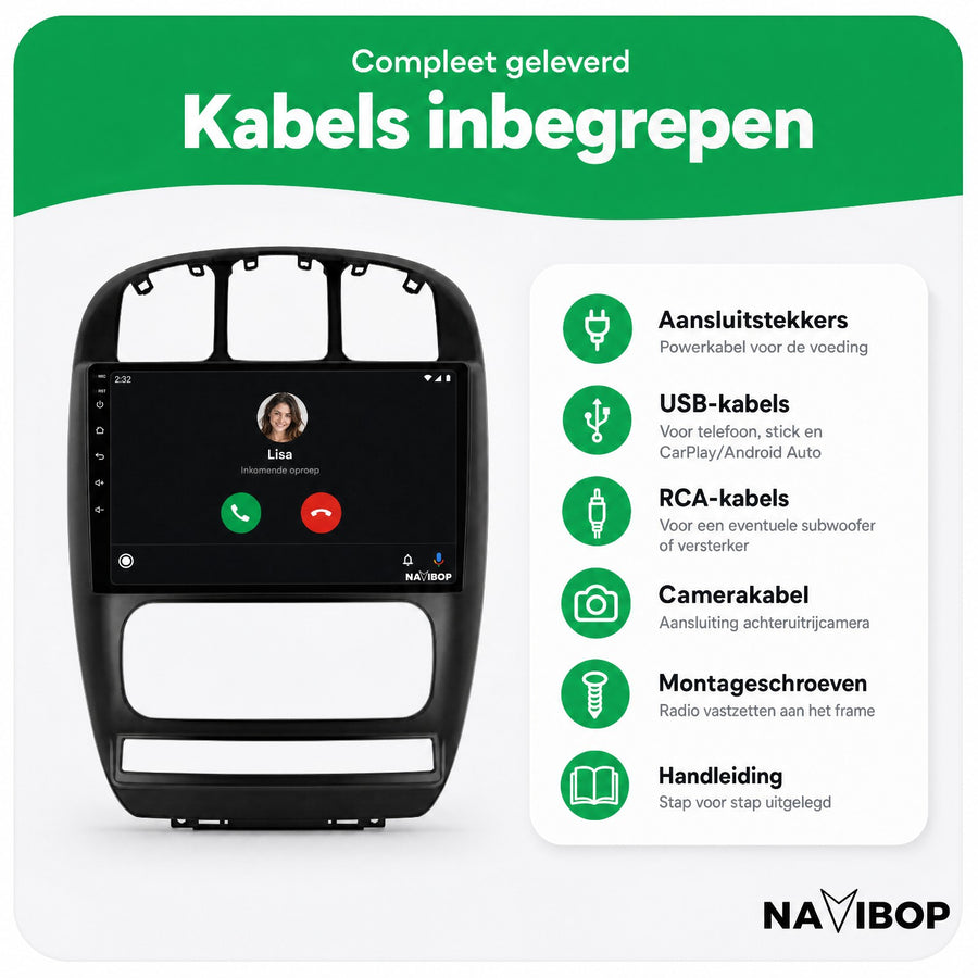 Dodge Caravan | Autoradio | CarPlay & Android Auto | Android 15.0 | 2000 t/m 2012