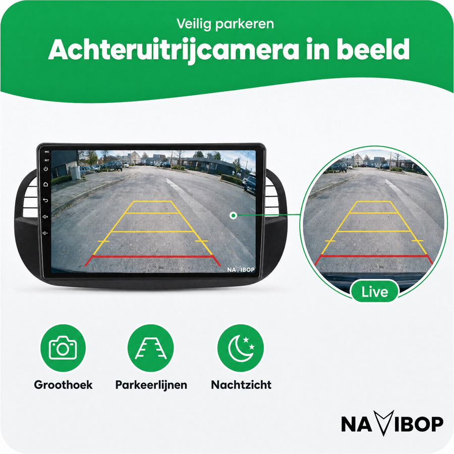 Fiat 500 Zwart | Autoradio | CarPlay & Android Auto | Android 15.0 | 2005 t/m 2017
