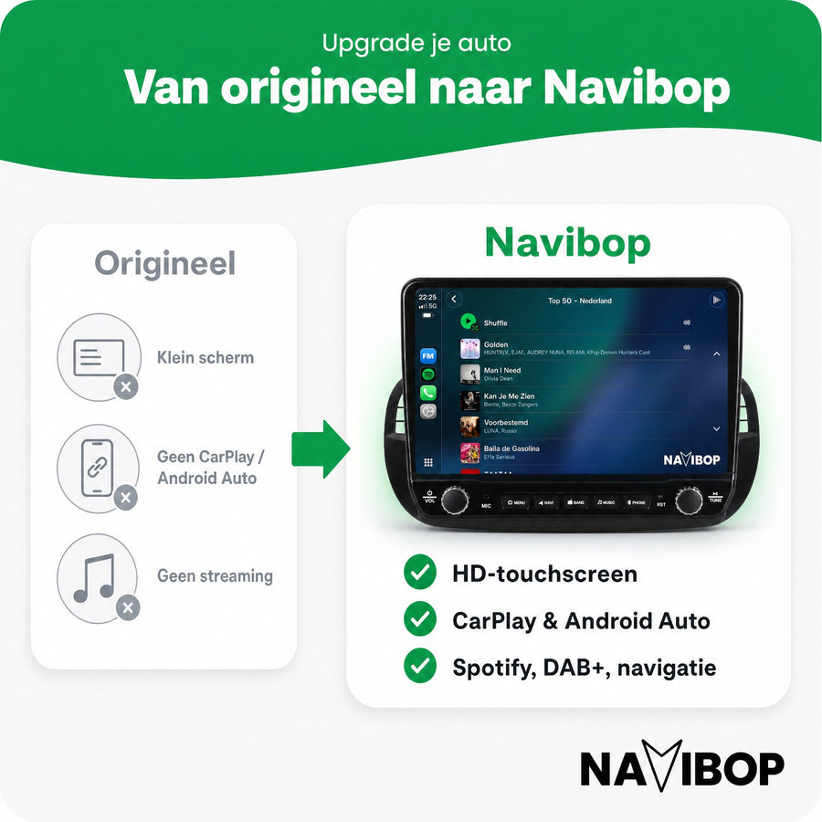 Fiat 500 | Autoradio | CarPlay & Android Auto | Android 15.0 | 2007 t/m 2015