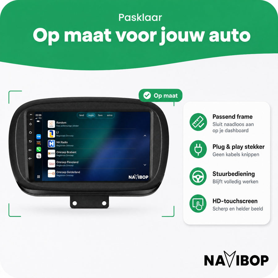 Fiat 500X | Autoradio | CarPlay & Android Auto | Android 15.0 | 2014 t/m 2020