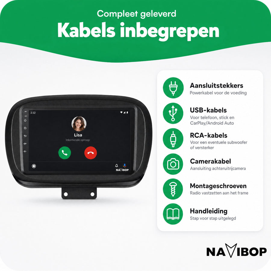 Fiat 500X | Autoradio | CarPlay & Android Auto | Android 15.0 | 2014 t/m 2020