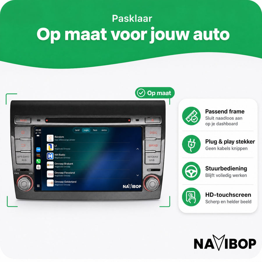 Fiat Bravo | Autoradio | CarPlay & Android Auto | Android 15.0 | 2006 t/m 2017