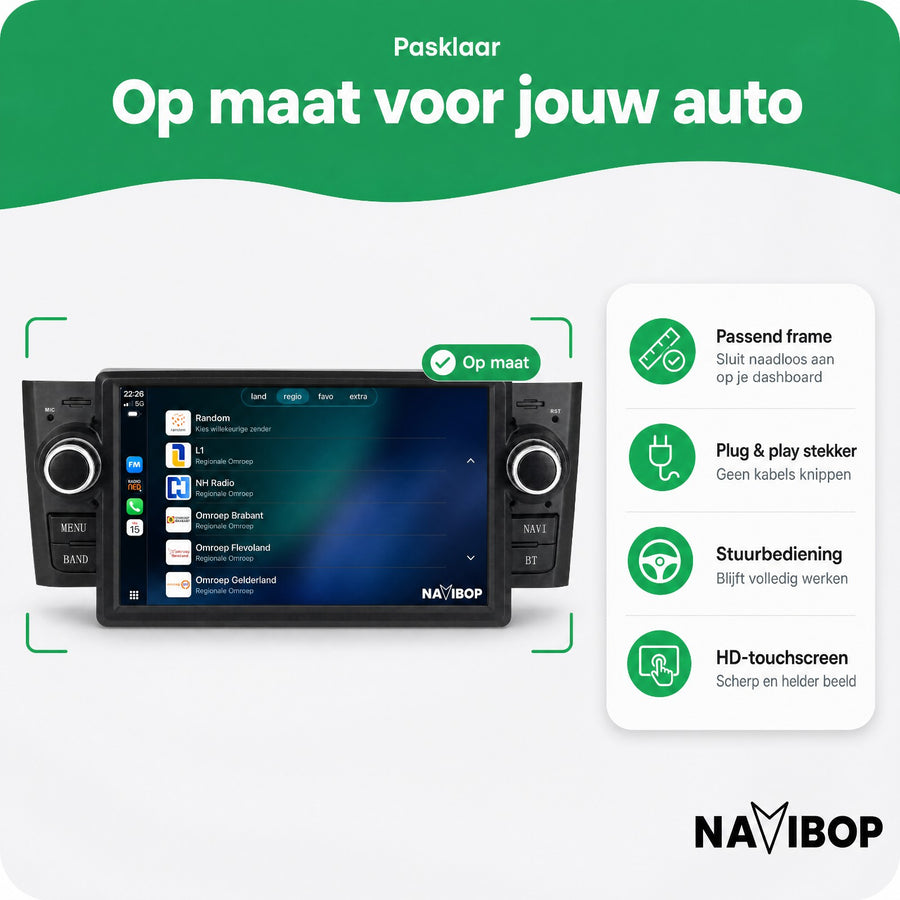 Fiat Punto Versie 1 | Autoradio | CarPlay & Android Auto | Android 15.0 | 2007 t/m 2010