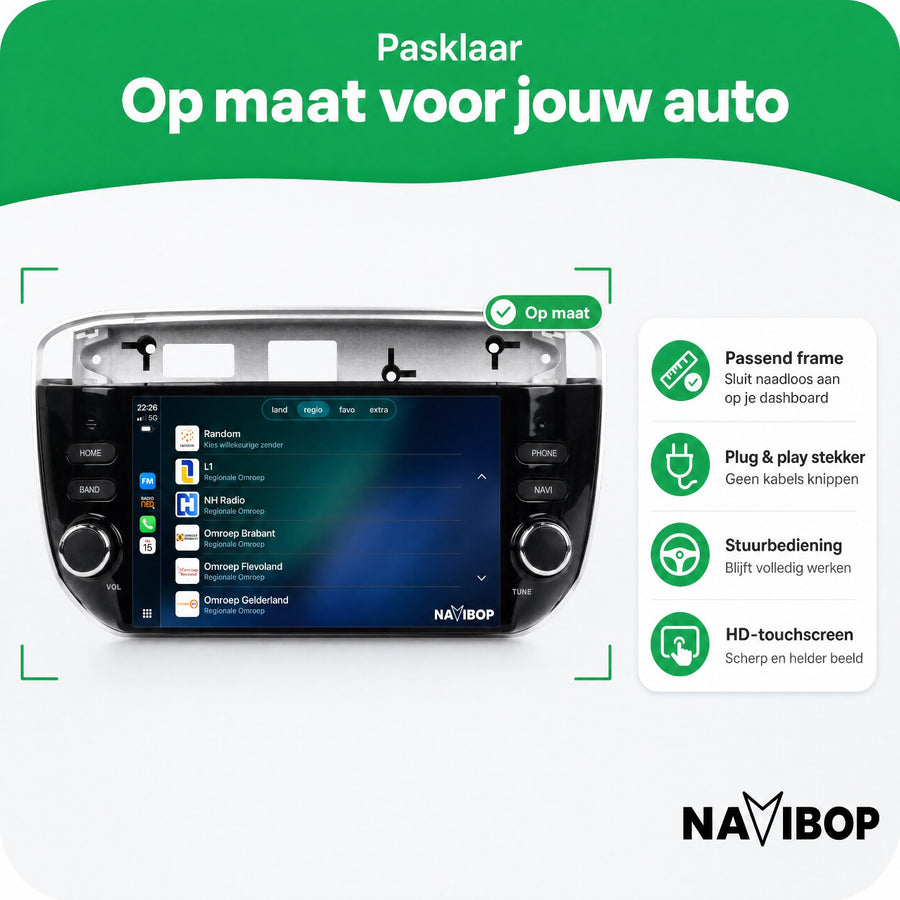 Fiat Punto Evo | Autoradio | CarPlay & Android Auto | Android 15.0 | 2010 t/m 2015