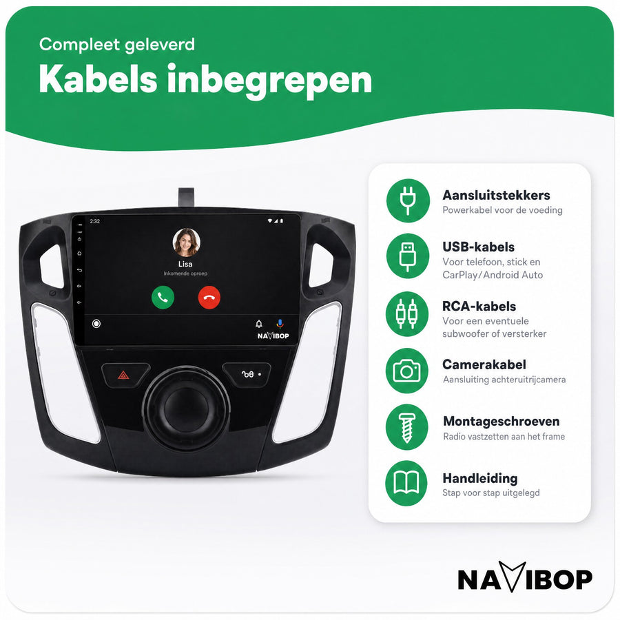 Ford Focus | Autoradio | CarPlay & Android Auto | Android 15.0 | 2011 t/m 2015