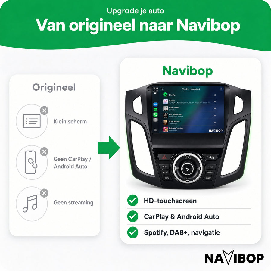 Ford Focus Full Zwart | Autoradio | CarPlay & Android Auto | Android 15.0 | 2012 t/m 2017