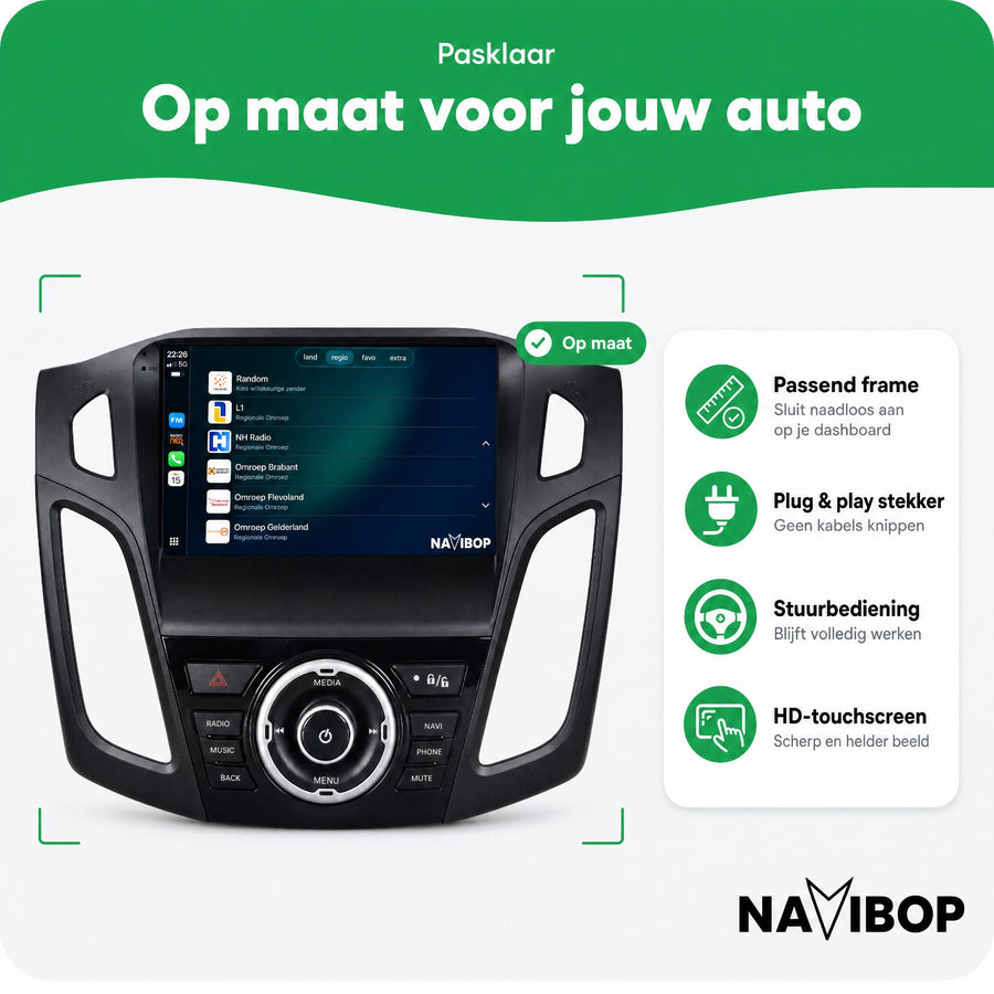 Ford Focus Full Zwart | Autoradio | CarPlay & Android Auto | Android 15.0 | 2012 t/m 2017
