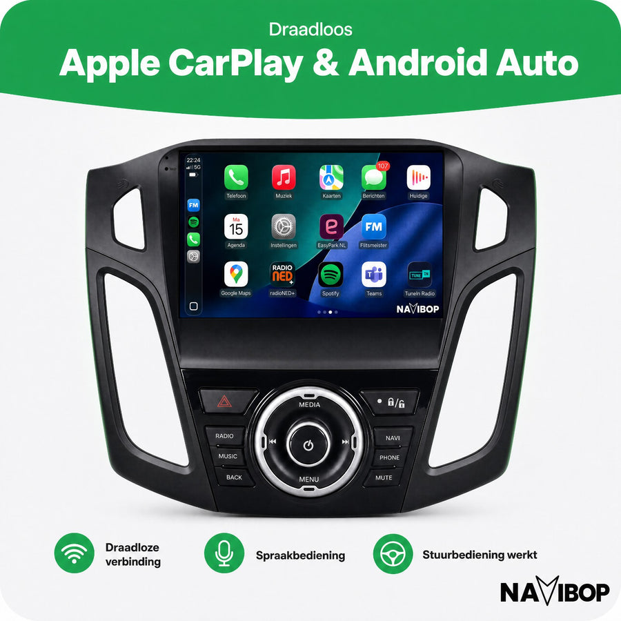 Ford Focus Full Zwart | Autoradio | CarPlay & Android Auto | Android 15.0 | 2012 t/m 2017