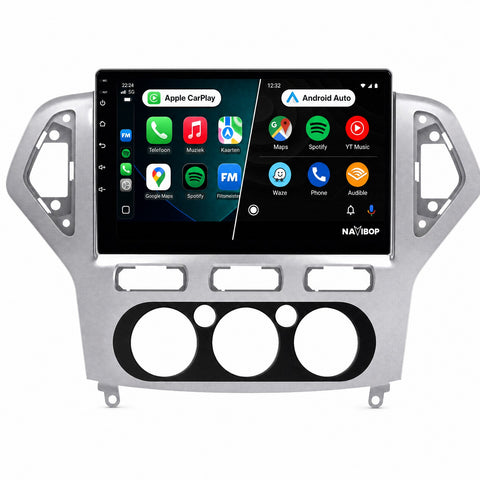 Ford Mondeo Zilver | Autoradio | CarPlay & Android Auto | Android 15.0 | 2007 t/m 2010