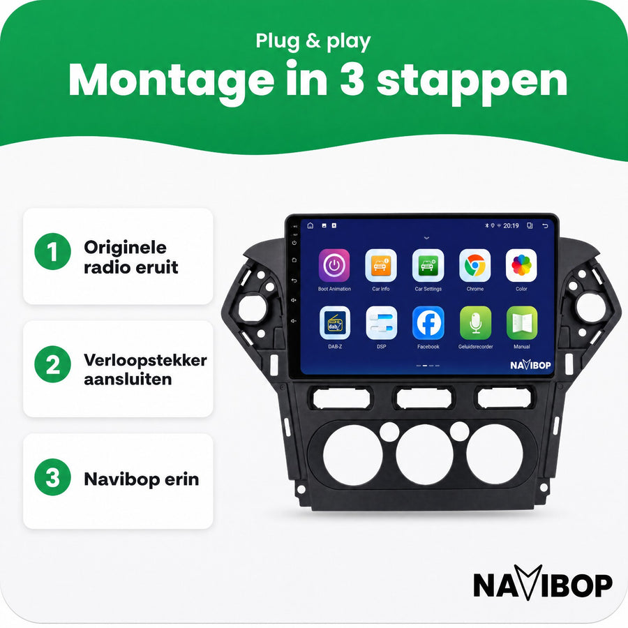 Ford Mondeo Zwart | Autoradio | CarPlay & Android Auto | Android 15.0 | 2007 t/m 2010