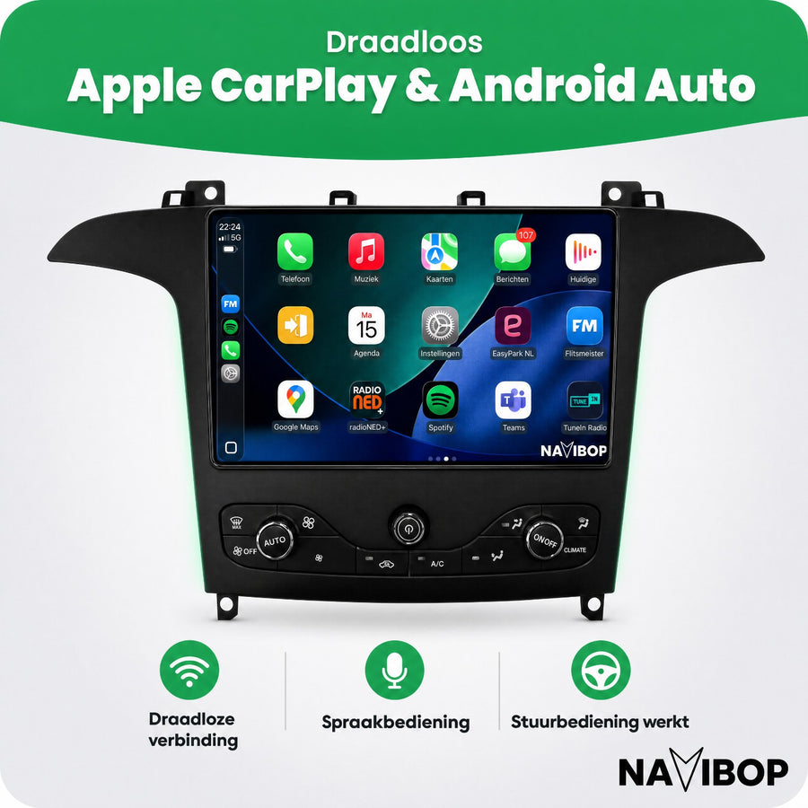 Ford S-max (incl. Aircopaneel) | Autoradio | CarPlay & Android Auto | Android 15.0 | 2009 t/m 2015