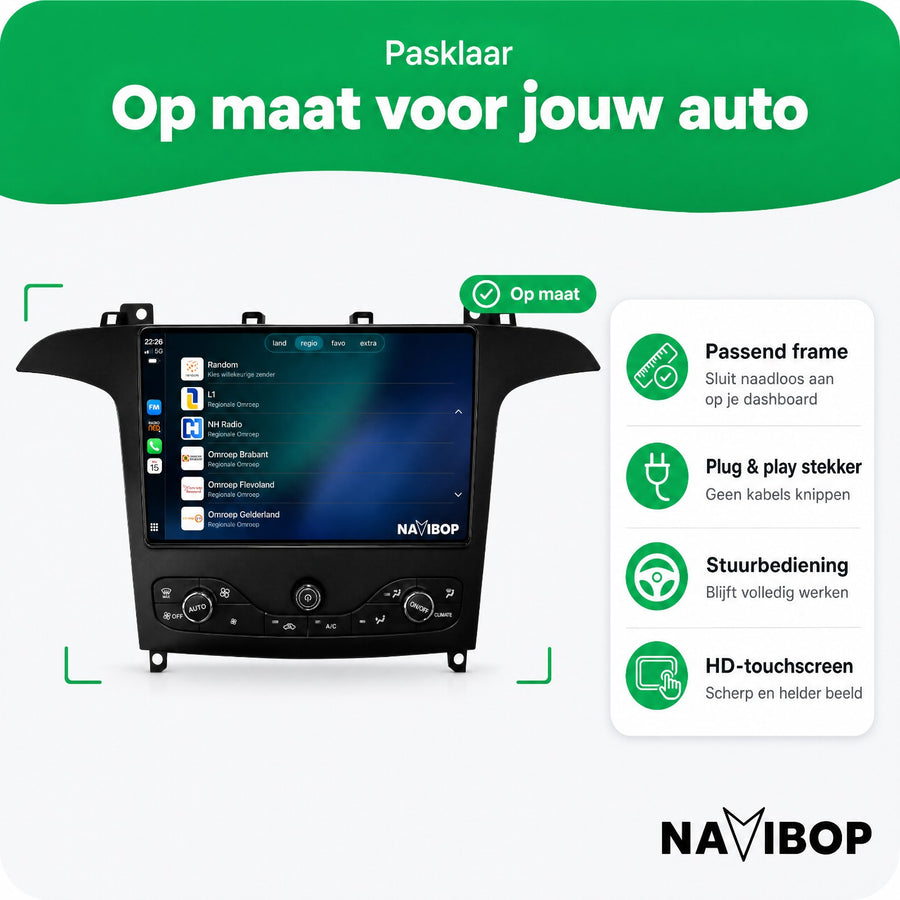 Ford S-max (incl. Aircopaneel) | Autoradio | CarPlay & Android Auto | Android 15.0 | 2009 t/m 2015