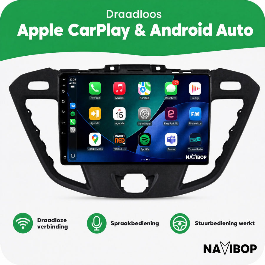 Ford Transit | Autoradio | CarPlay & Android Auto | Android 15.0 | 2014 t/m 2018