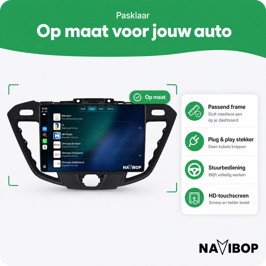 Ford Transit | Autoradio | CarPlay & Android Auto | Android 15.0 | 2014 t/m 2018
