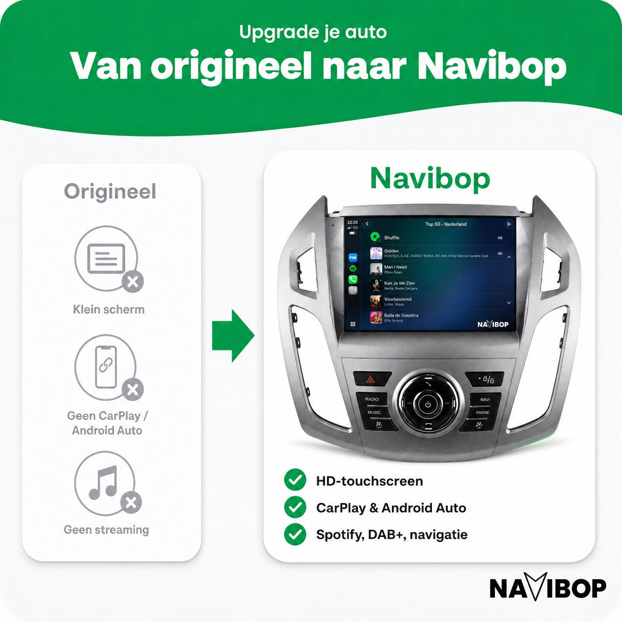 Ford Transit Custom Transit Tourneo | Autoradio | CarPlay & Android Auto | Android 15.0 | 2013 t/m 2018