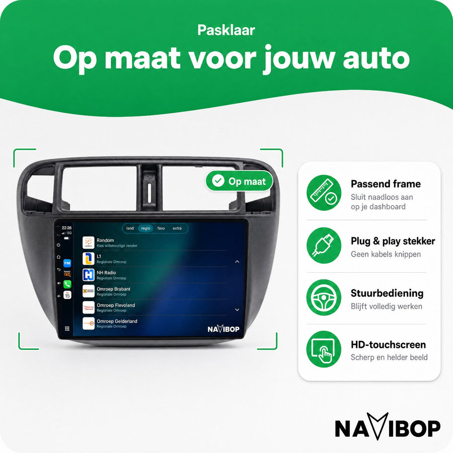 Honda Civic | Autoradio | CarPlay & Android Auto | Android 15.0 | 1996 t/m 2000