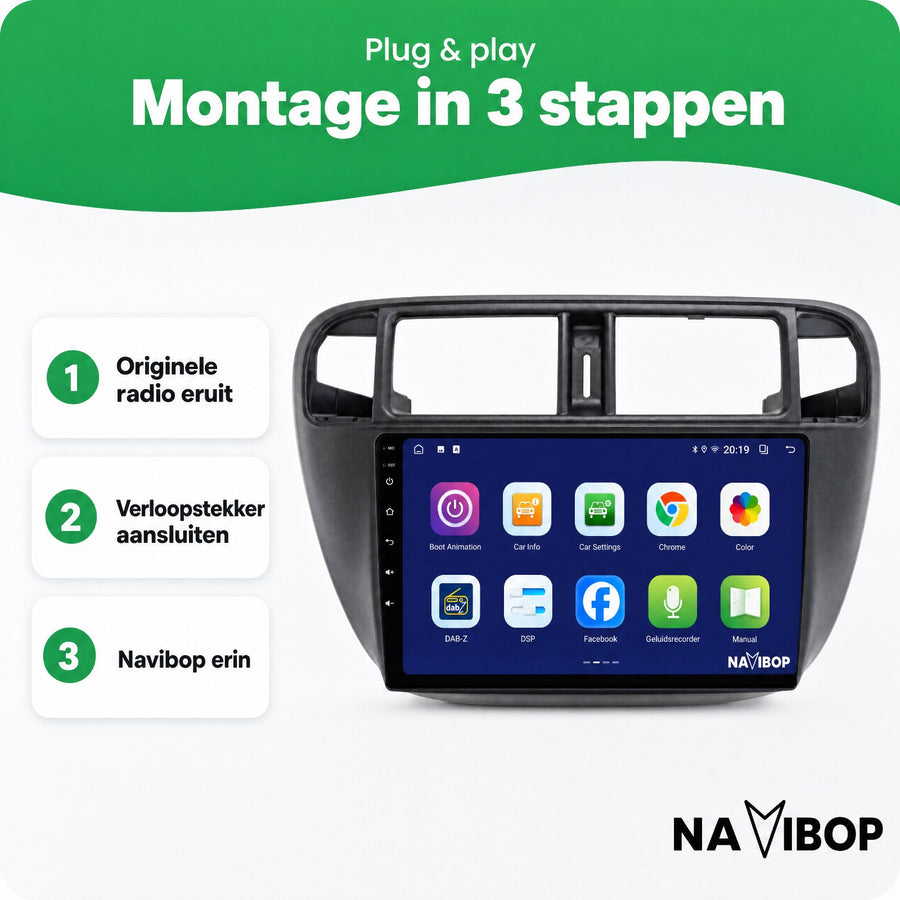 Honda Civic | Autoradio | CarPlay & Android Auto | Android 15.0 | 1996 t/m 2000