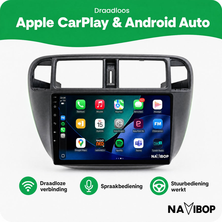 Honda Civic | Autoradio | CarPlay & Android Auto | Android 15.0 | 1996 t/m 2000