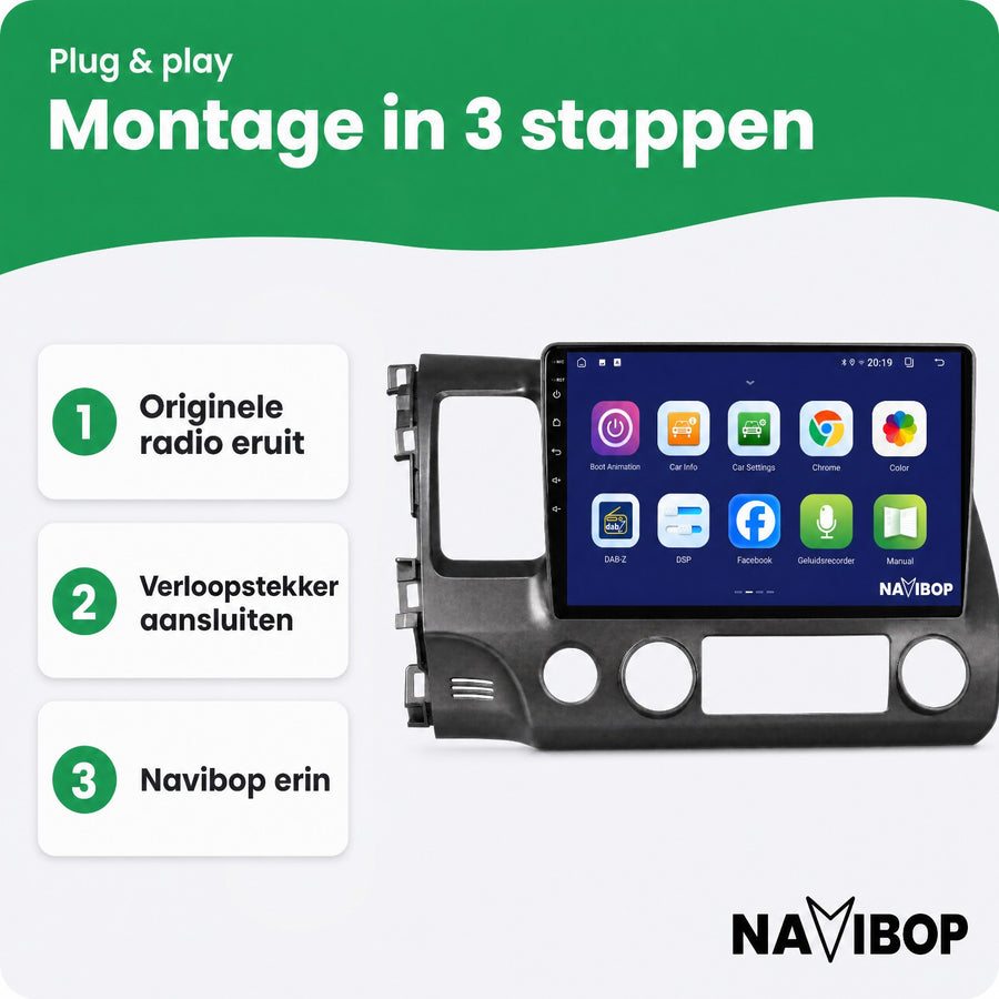 Honda Civic | Autoradio | CarPlay & Android Auto | Android 15.0 | 2005 t/m 2012