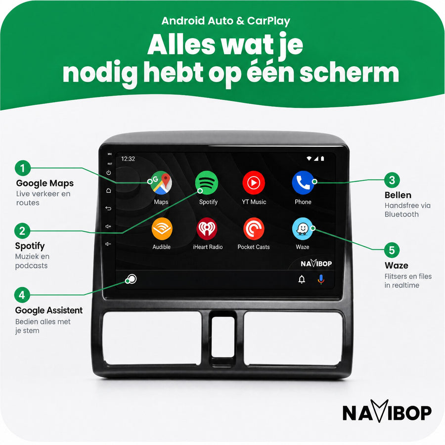 Honda Cr-v | Autoradio | CarPlay & Android Auto | Android 15.0 | 2002 t/m 2006