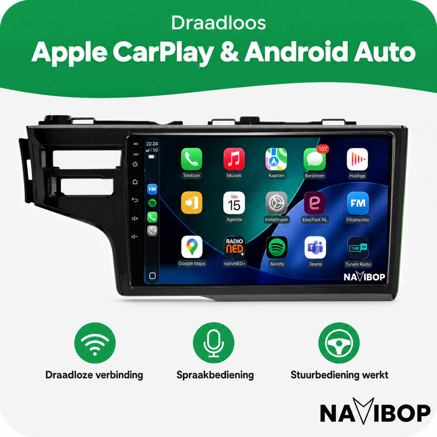 Honda Jazz | Autoradio | CarPlay & Android Auto | Android 15.0 | 2014 t/m 2020