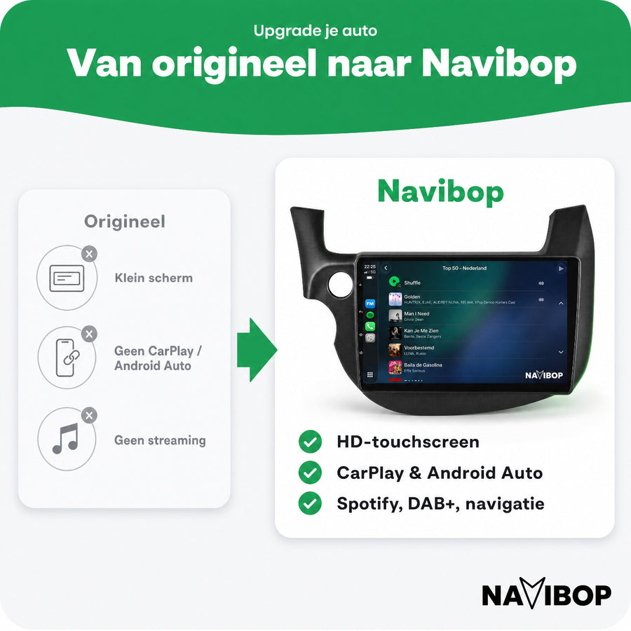 Honda Jazz Fit Zwart | Autoradio | CarPlay & Android Auto | Android 15.0 | 2007 t/m 2015