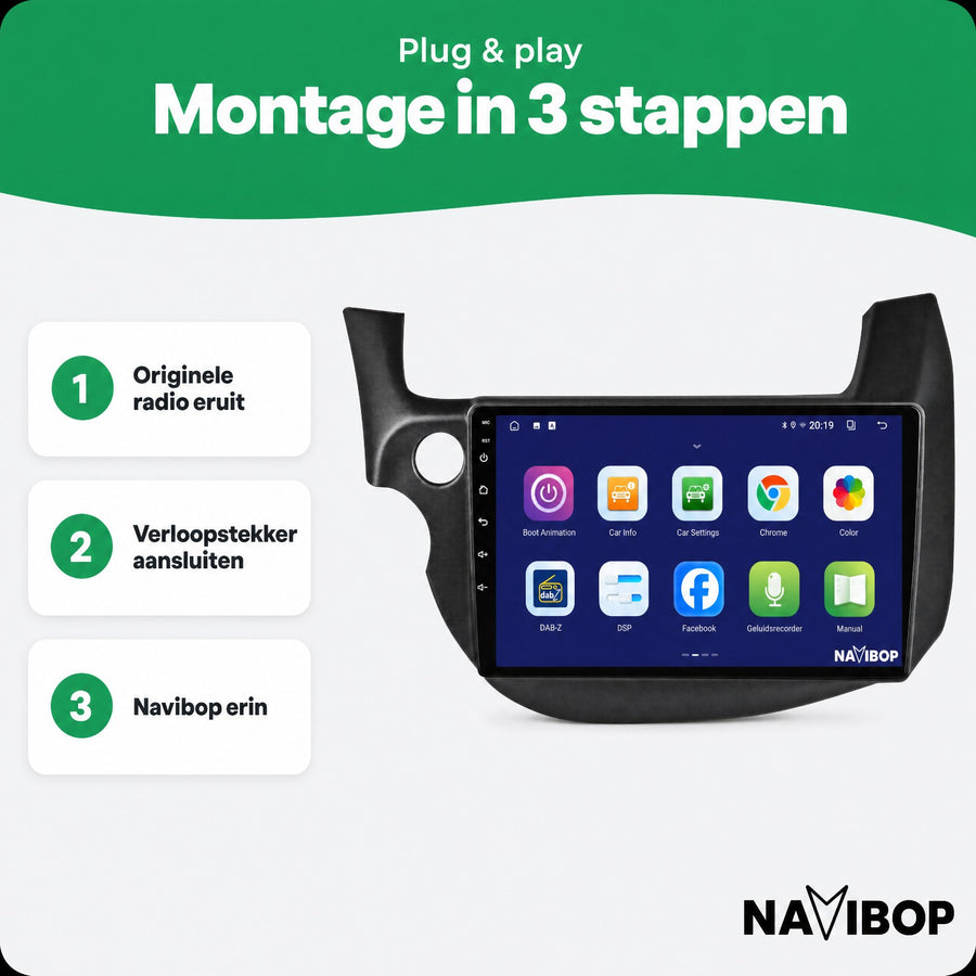 Honda Jazz Fit Zwart | Autoradio | CarPlay & Android Auto | Android 15.0 | 2007 t/m 2015
