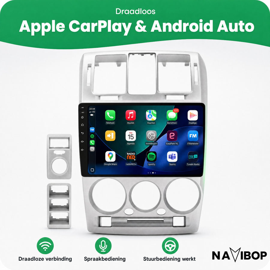 Hyundai Getz Zilver | Autoradio | CarPlay & Android Auto | Android 15.0 | 2002 t/m 2011