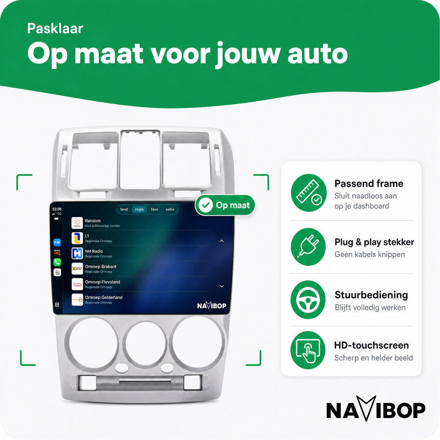 Hyundai Getz Zilver | Autoradio | CarPlay & Android Auto | Android 15.0 | 2002 t/m 2011