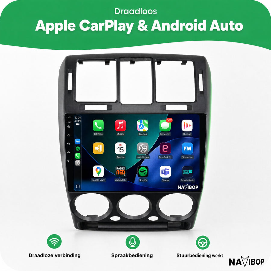Hyundai Getz Zwart | Autoradio | CarPlay & Android Auto | Android 15.0 | 2002 t/m 2011