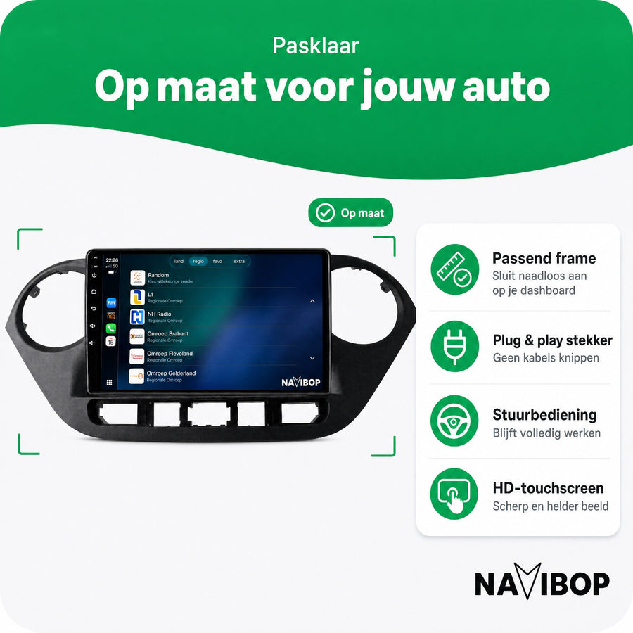 Hyundai I10 | Autoradio | CarPlay & Android Auto | Android 15.0 | 2014 t/m 2017