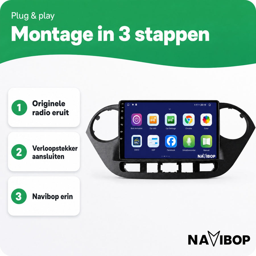 Hyundai I10 | Autoradio | CarPlay & Android Auto | Android 15.0 | 2014 t/m 2017