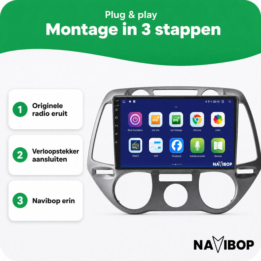 Hyundai I20 | Autoradio | CarPlay & Android Auto | Android 15.0 | 2008 t/m 2014