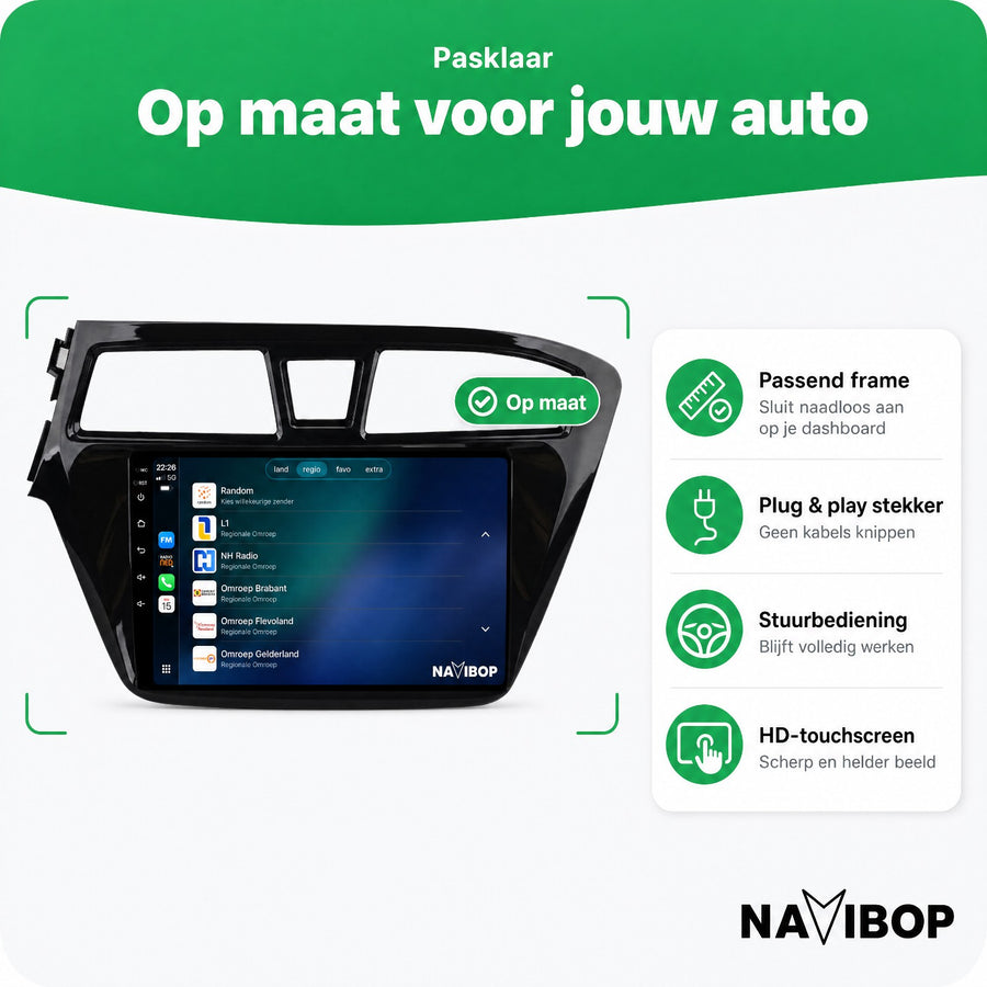 Hyundai I20 | Autoradio | CarPlay & Android Auto | Android 15.0 | 2015 t/m 2019
