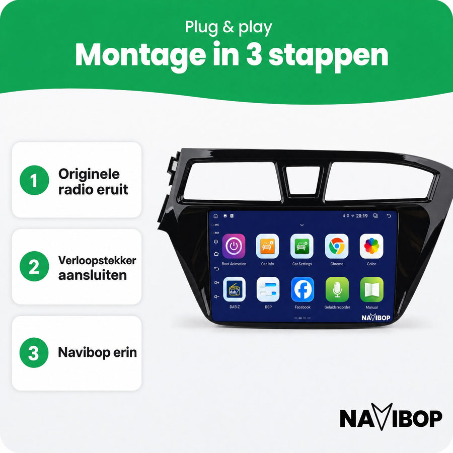 Hyundai I20 | Autoradio | CarPlay & Android Auto | Android 15.0 | 2015 t/m 2019