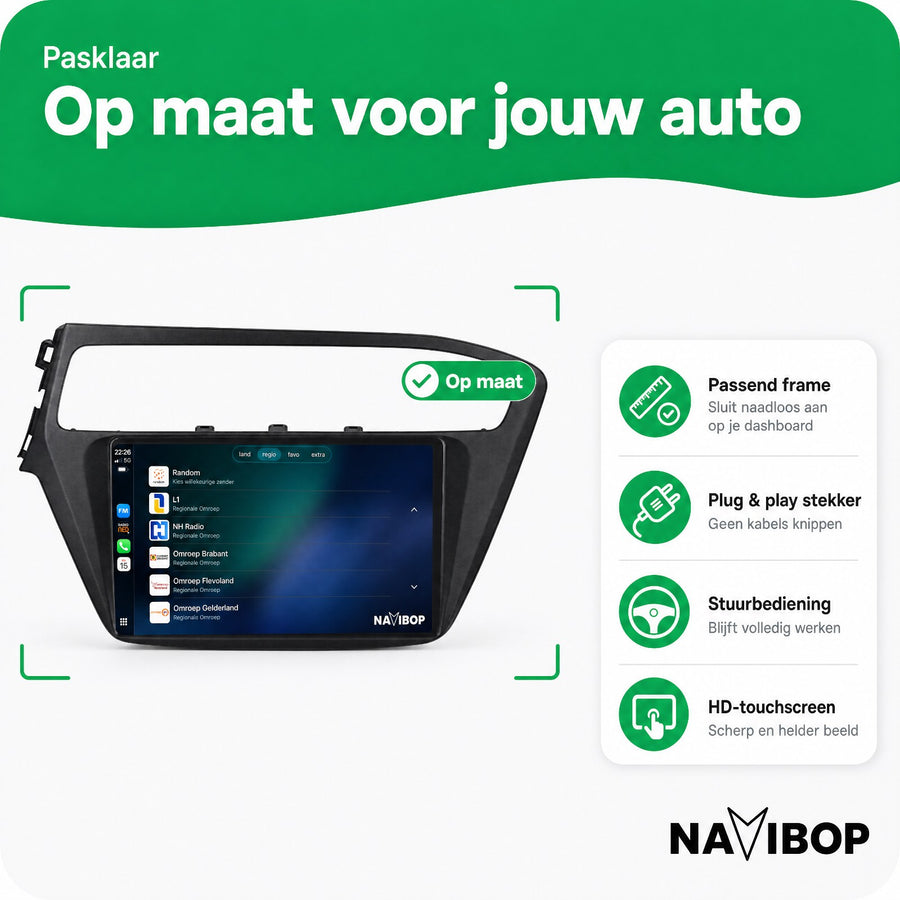 Hyundai I20 Zonder Gevaren Licht | Autoradio | CarPlay & Android Auto | Android 15.0 | 2014 t/m 2020