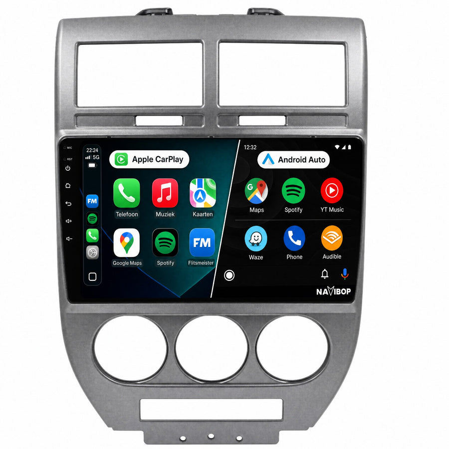 Jeep Compass Zilver | Autoradio | CarPlay & Android Auto | Android 15.0 | 2006 t/m 2010