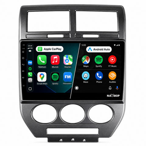 Jeep Compass Donker Grijs | Autoradio | CarPlay & Android Auto | Android 15.0 | 2006 t/m 2010