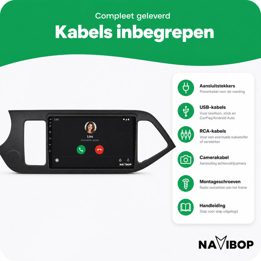 Kia Picanto Morning | Autoradio | CarPlay & Android Auto | Android 15.0 | 2011 t/m 2017