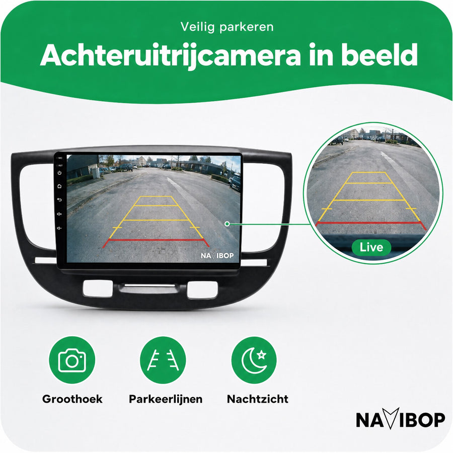 Kia Rio Zwart | Autoradio | CarPlay & Android Auto | Android 15.0 | 2005 t/m 2011