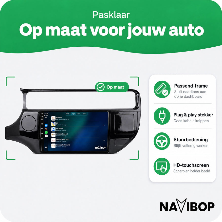 Kia Rio (zonder Gevarenlicht) | Autoradio | CarPlay & Android Auto | Android 15.0 | 2015 t/m 2018